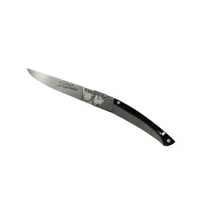 ROGER ORFEVRE Le Thiers Made In France Stainless Steel Folding Pocket Knife With K-Lock, 3-in (7.6cm), Corian Handle (Black)