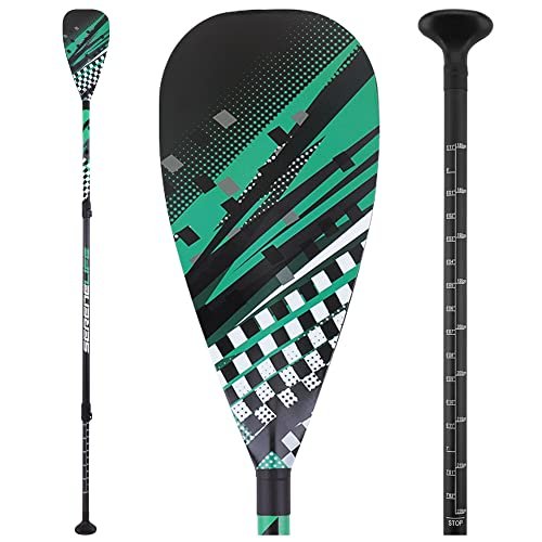 SereneLife Adjustable SUP Paddle - Adjustable 3-Piece Mix Carbonfiber Paddle, Lightweight & Comfortable to Use, Includes Carrying Bag w/ Zip and Handle, Comfortable Grip & Powerful Stroke