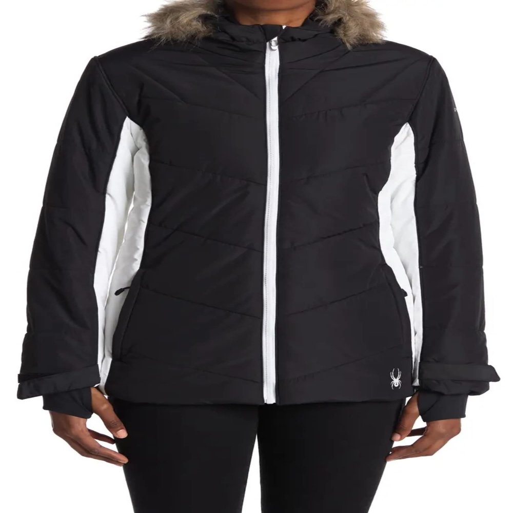 Spyder Women's Wren Faux Fur Hooded Full Zip Jacket, Black Small