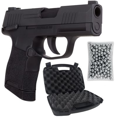Sg Sauer P365 .177 Cal CO2 BB Blowback Air Pistol with Wearable4U 100x BBS and Hard Case Bundle
