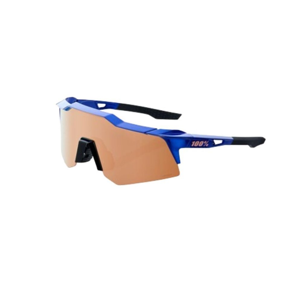 100% Speedcraft XS Sport Performance Cycling Sunglasses (Gloss Cobalt Blue - HiPER Copper Mirror Lens)