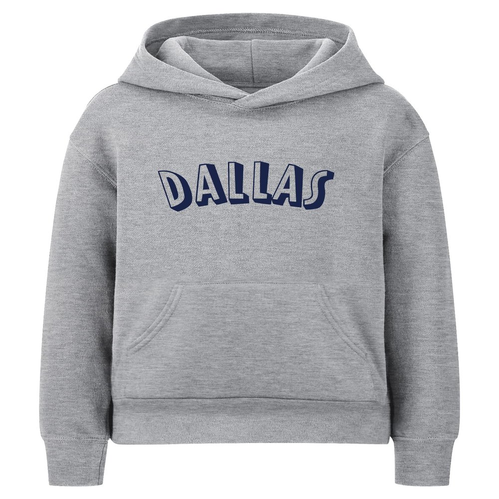 Daxton Youth Unisex Pullover Cities States Hoodie Mid-Weight Fleece Sweater - Dallas Heather Gray Navy, XS