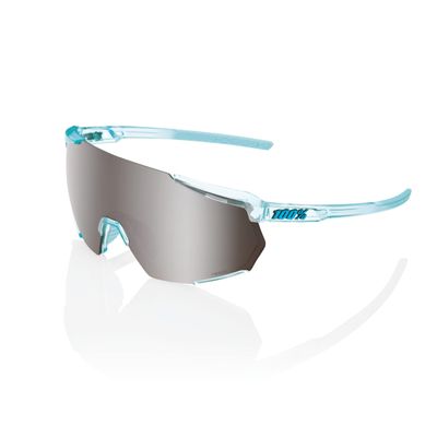 100% Racetrap 3.0 Sport Performance Sunglasses - Sport and Cycling Eyewear (Polished Translucent Mint - HiPER Silver Mirror Lens)