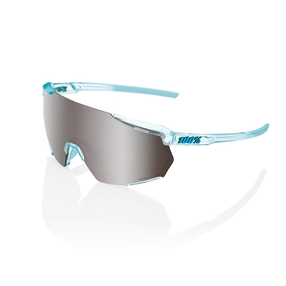 100% Racetrap 3.0 Sport Performance Sunglasses - Sport and Cycling Eyewear (Polished Translucent Mint - HiPER Silver Mirror Lens)