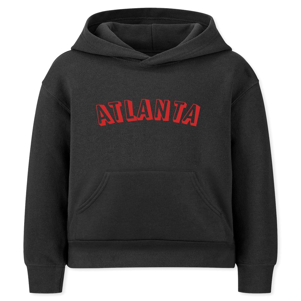 Daxton Youth Unisex Pullover Cities States Hoodie Mid-Weight Fleece Sweater - Atlanta Black Red, L
