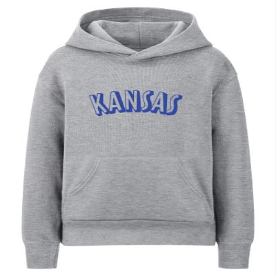 Daxton Youth Unisex Pullover Cities States Hoodie Mid-Weight Fleece Sweater - Kansas Heather Gray Royal, XS