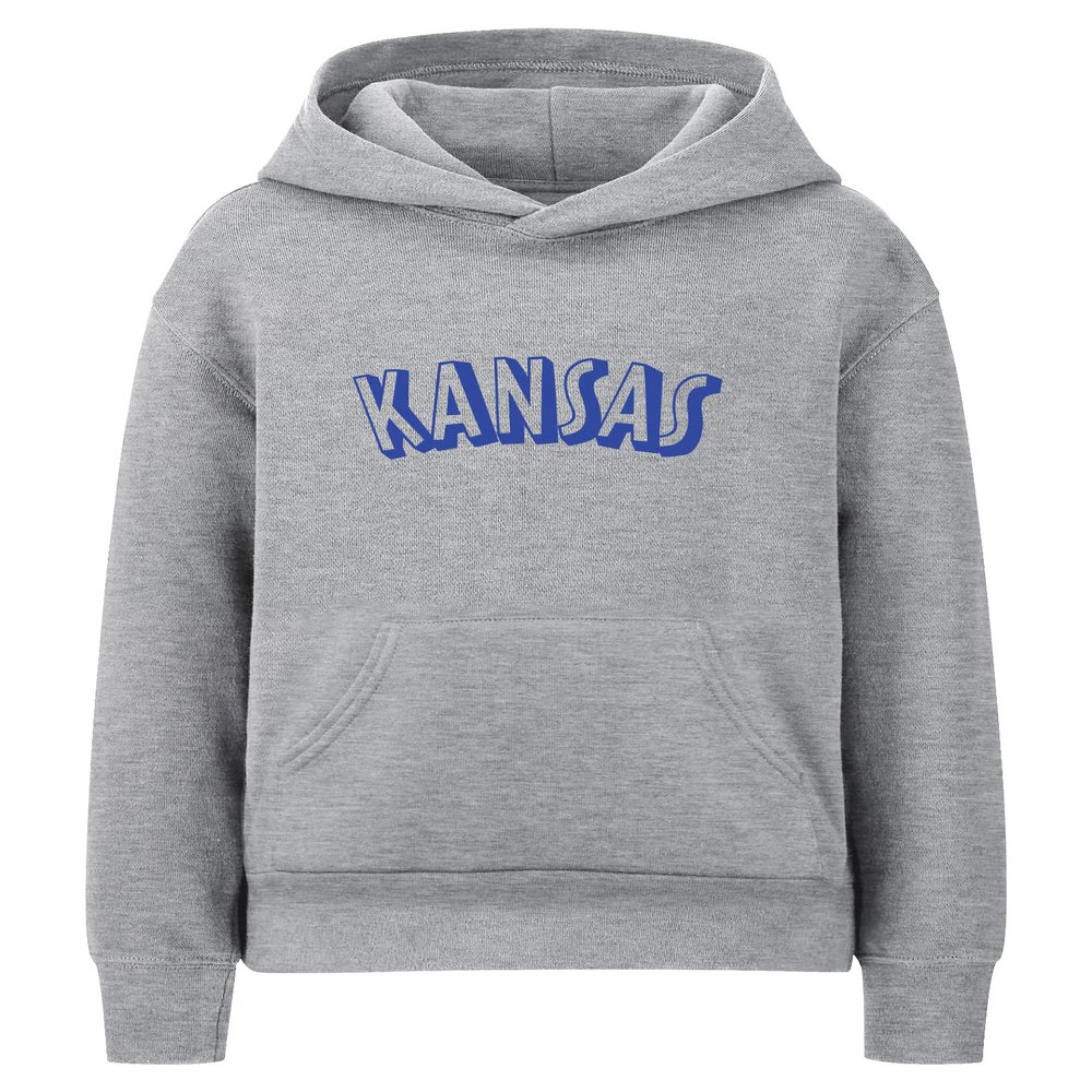 Daxton Youth Unisex Pullover Cities States Hoodie Mid-Weight Fleece Sweater - Kansas Heather Gray Royal, XS