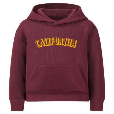 Daxton Youth Unisex Pullover Cities States Hoodie Mid-Weight Fleece Sweater - California Burgundy Gold, XS