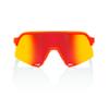 100% S3 Sport Performance Cycling Sunglasses (Soft Tact Neon Orange - HiPER Red Multilayer Mirror Lens) view 2