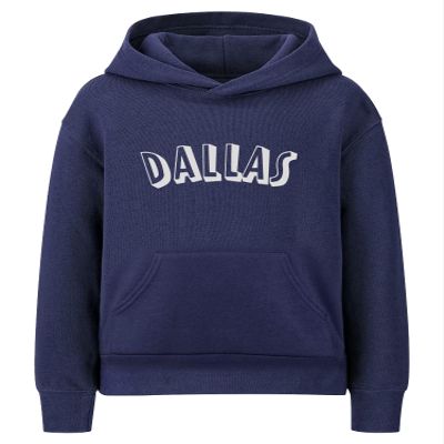 Daxton Youth Unisex Pullover Cities States Hoodie Mid-Weight Fleece Sweater - Dallas Navy White, M