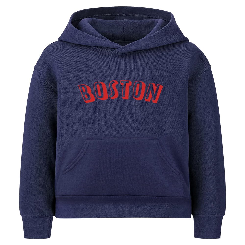 Daxton Youth Unisex Pullover Cities States Hoodie Mid-Weight Fleece Sweater - Boston Navy Red, M