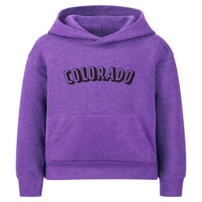 Daxton Youth Unisex Pullover Cities States Hoodie Mid-Weight Fleece Sweater - Colorado Hth Purple Black, L