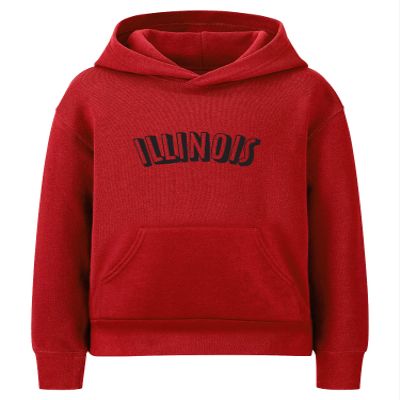Daxton Youth Unisex Pullover Cities States Hoodie Mid-Weight Fleece Sweater - Illinois Red Black, XS