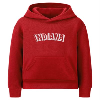 Daxton Youth Unisex Pullover Cities States Hoodie Mid-Weight Fleece Sweater - Indiana Red White, XL