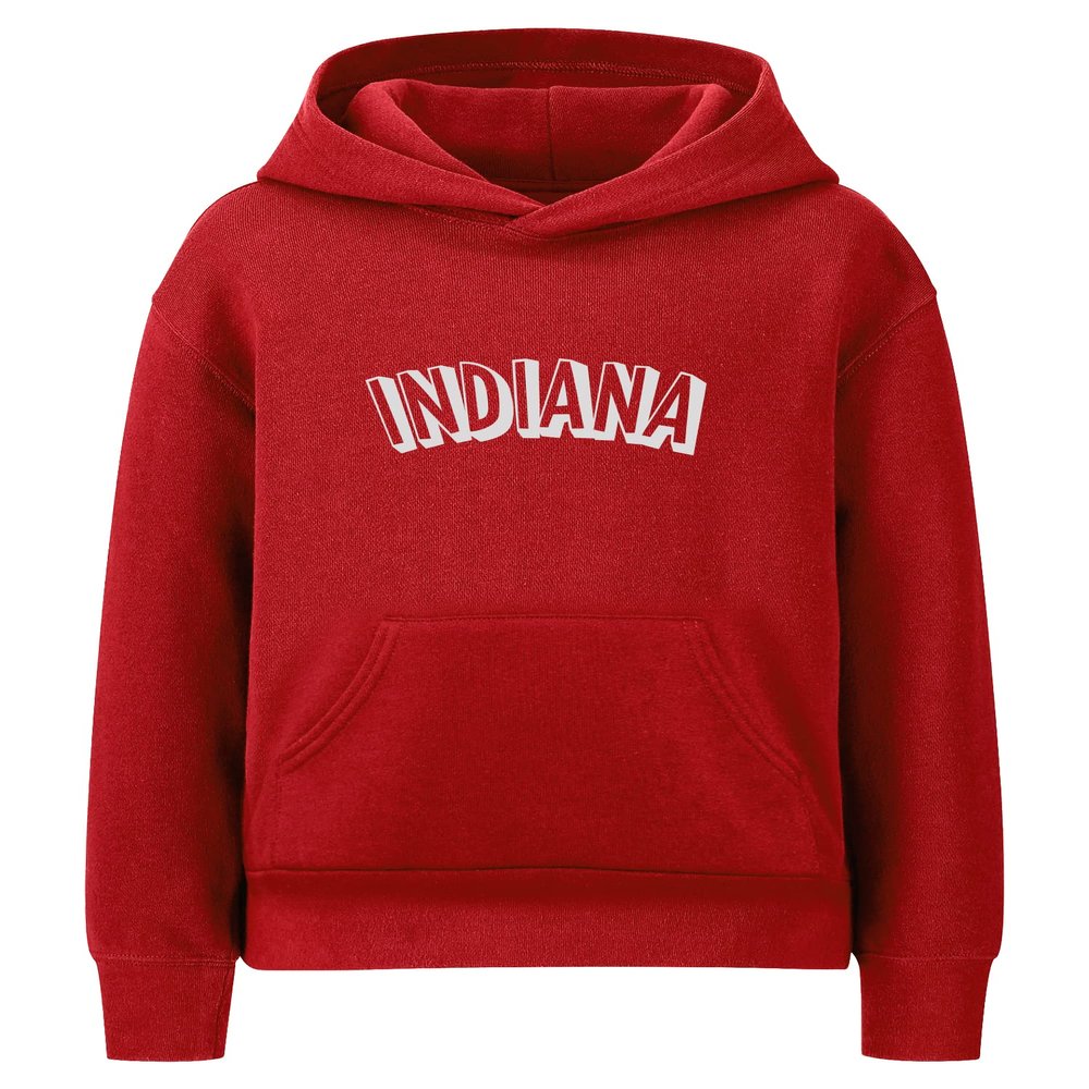 Daxton Youth Unisex Pullover Cities States Hoodie Mid-Weight Fleece Sweater - Indiana Red White, XL