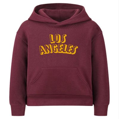 Daxton Youth Unisex Pullover Cities States Hoodie Mid-Weight Fleece Sweater - Los Angeles Burgundy Gold, XS