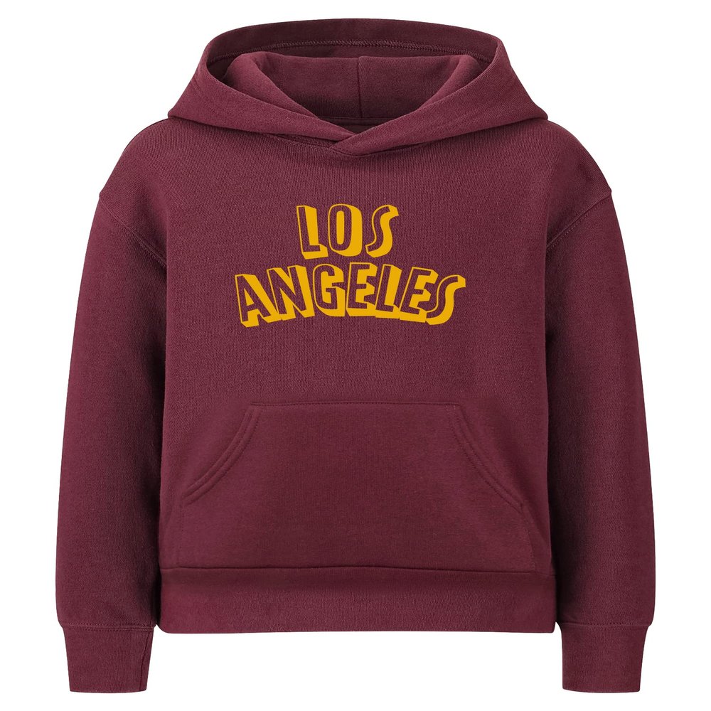 Daxton Youth Unisex Pullover Cities States Hoodie Mid-Weight Fleece Sweater - Los Angeles Burgundy Gold, XS