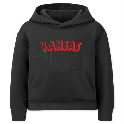 Daxton Youth Unisex Pullover Cities States Hoodie Mid-Weight Fleece Sweater - Kansas Black Red, XL