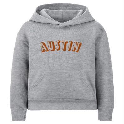 Daxton Youth Unisex Pullover Cities States Hoodie Mid-Weight Fleece Sweater - Austin Heather Gray Rust, XS
