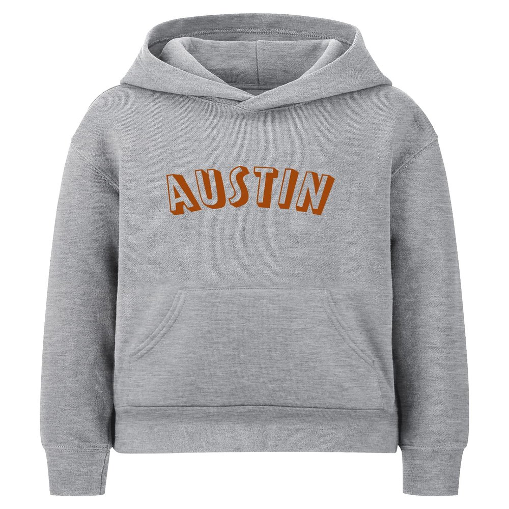 Daxton Youth Unisex Pullover Cities States Hoodie Mid-Weight Fleece Sweater - Austin Heather Gray Rust, XS