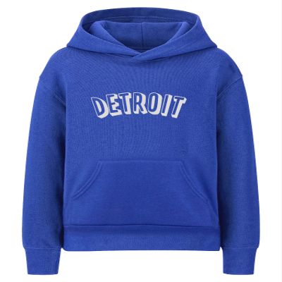 Daxton Youth Unisex Pullover Cities States Hoodie Mid-Weight Fleece Sweater - Detroit Royal White, XS