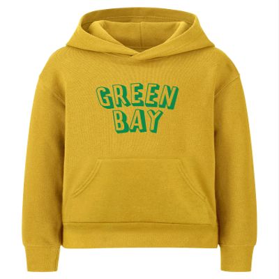 Daxton Youth Unisex Pullover Cities States Hoodie Mid-Weight Fleece Sweater - Green Bay Gold Green, L