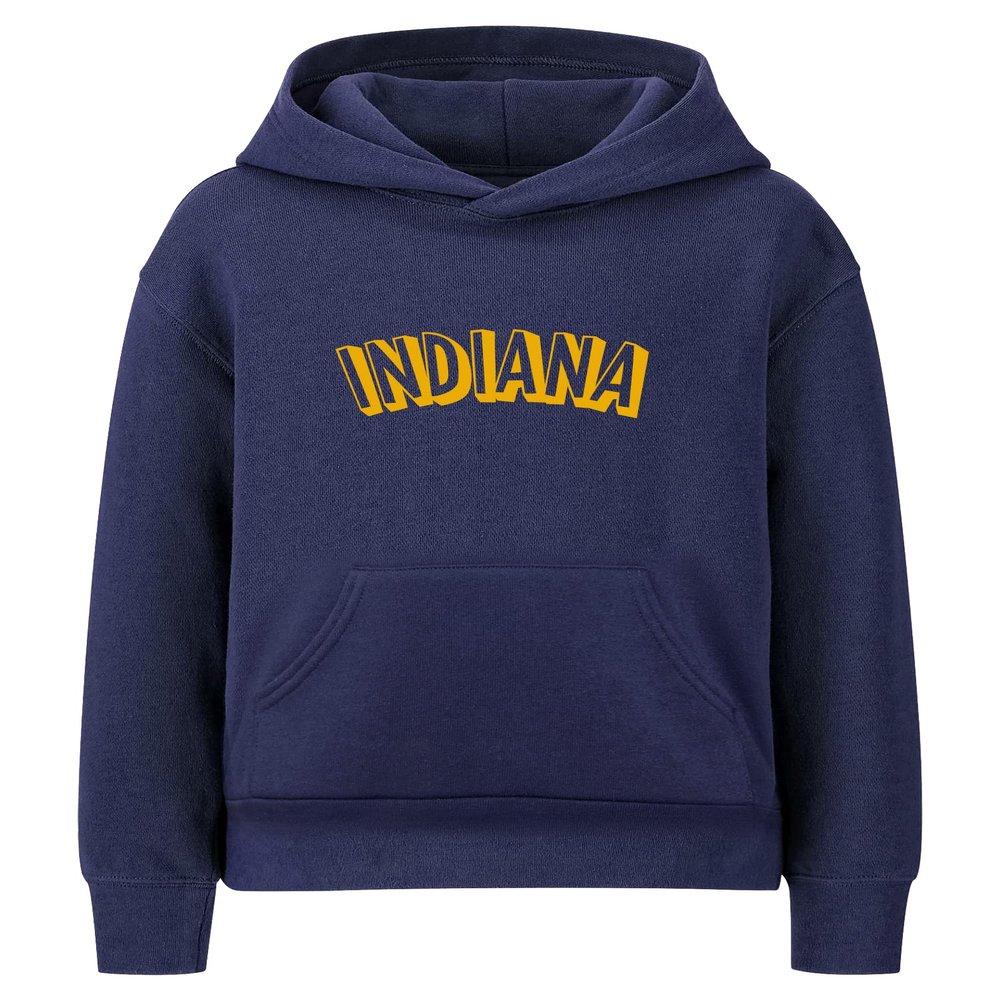 Daxton Youth Unisex Pullover Cities States Hoodie Mid-Weight Fleece Sweater - Indiana Navy Gold, XS