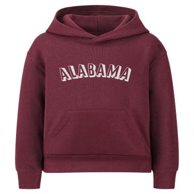 Daxton Youth Unisex Pullover Cities States Hoodie Mid-Weight Fleece Sweater - Alabama Burgundy White, S
