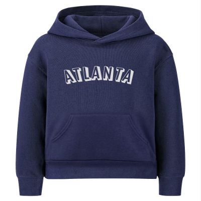 Daxton Youth Unisex Pullover Cities States Hoodie Mid-Weight Fleece Sweater - Atlanta Navy White, XL