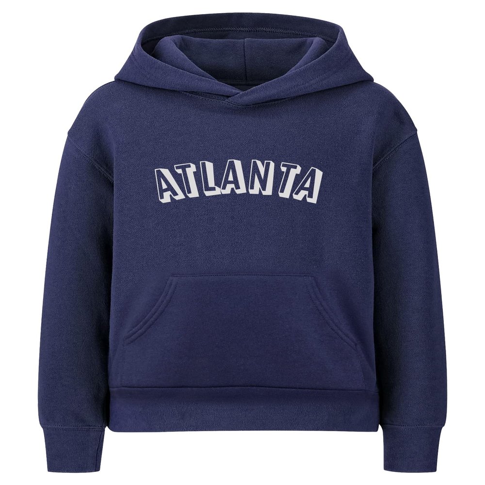 Daxton Youth Unisex Pullover Cities States Hoodie Mid-Weight Fleece Sweater - Atlanta Navy White, XL