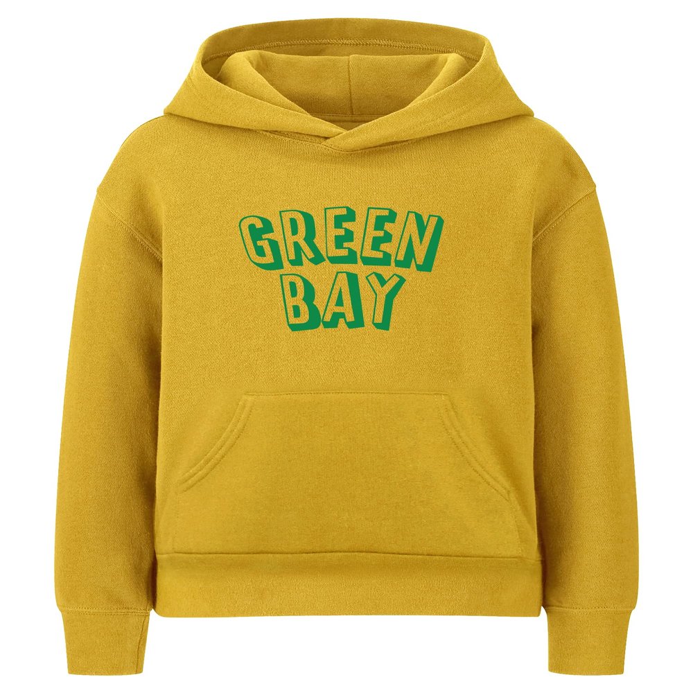 Daxton Youth Unisex Pullover Cities States Hoodie Mid-Weight Fleece Sweater - Green Bay Gold Green, M