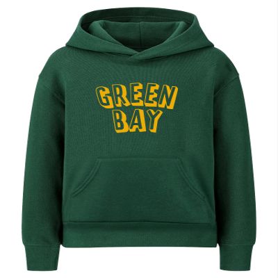 Daxton Youth Unisex Pullover Cities States Hoodie Mid-Weight Fleece Sweater - Green Bay Hunter Gold, S