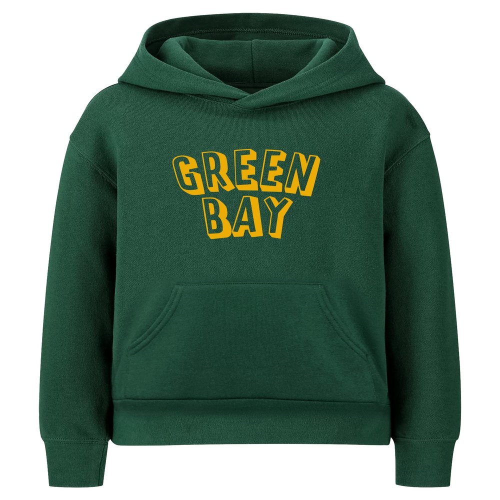 Daxton Youth Unisex Pullover Cities States Hoodie Mid-Weight Fleece Sweater - Green Bay Hunter Gold, S