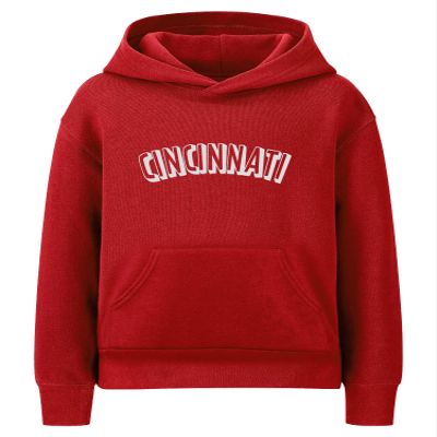 Daxton Youth Unisex Pullover Cities States Hoodie Mid-Weight Fleece Sweater - Cincinnati Red White, L