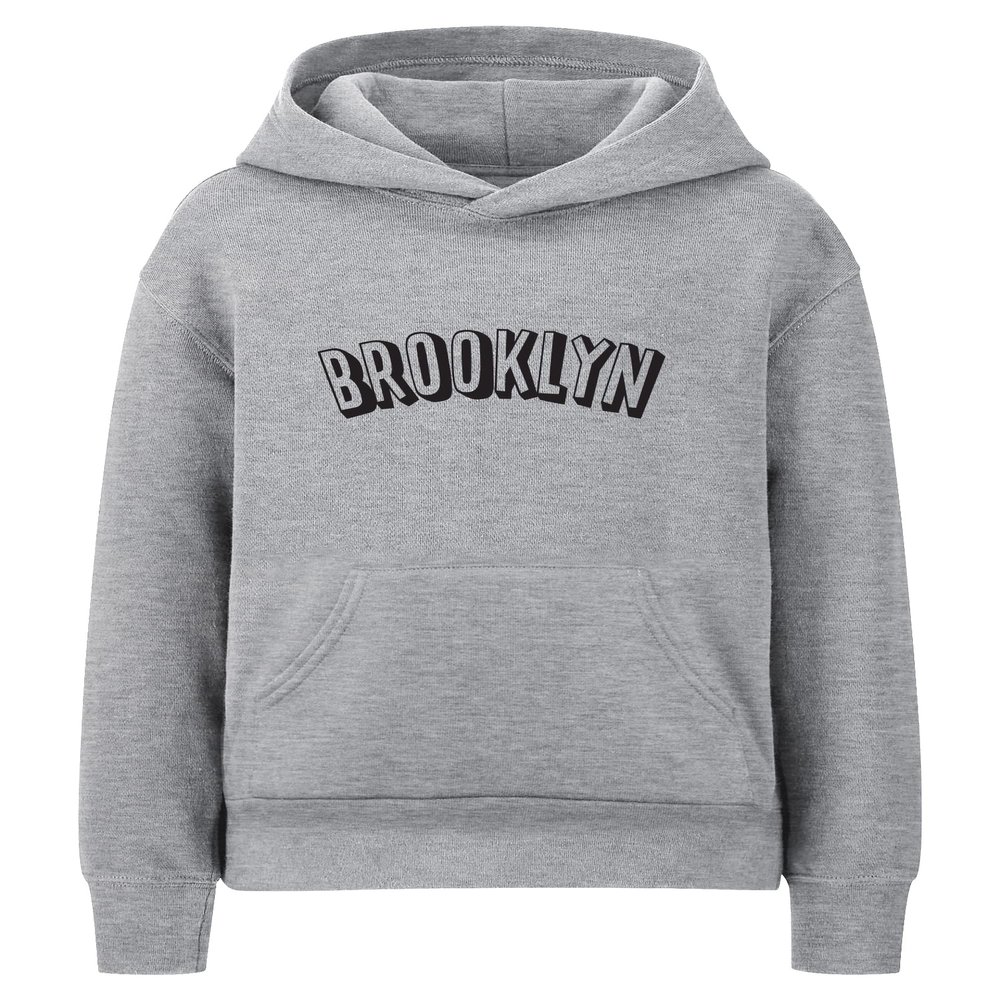 Daxton Youth Unisex Pullover Cities States Hoodie Mid-Weight Fleece Sweater - Brooklyn Heather Gray Black, L