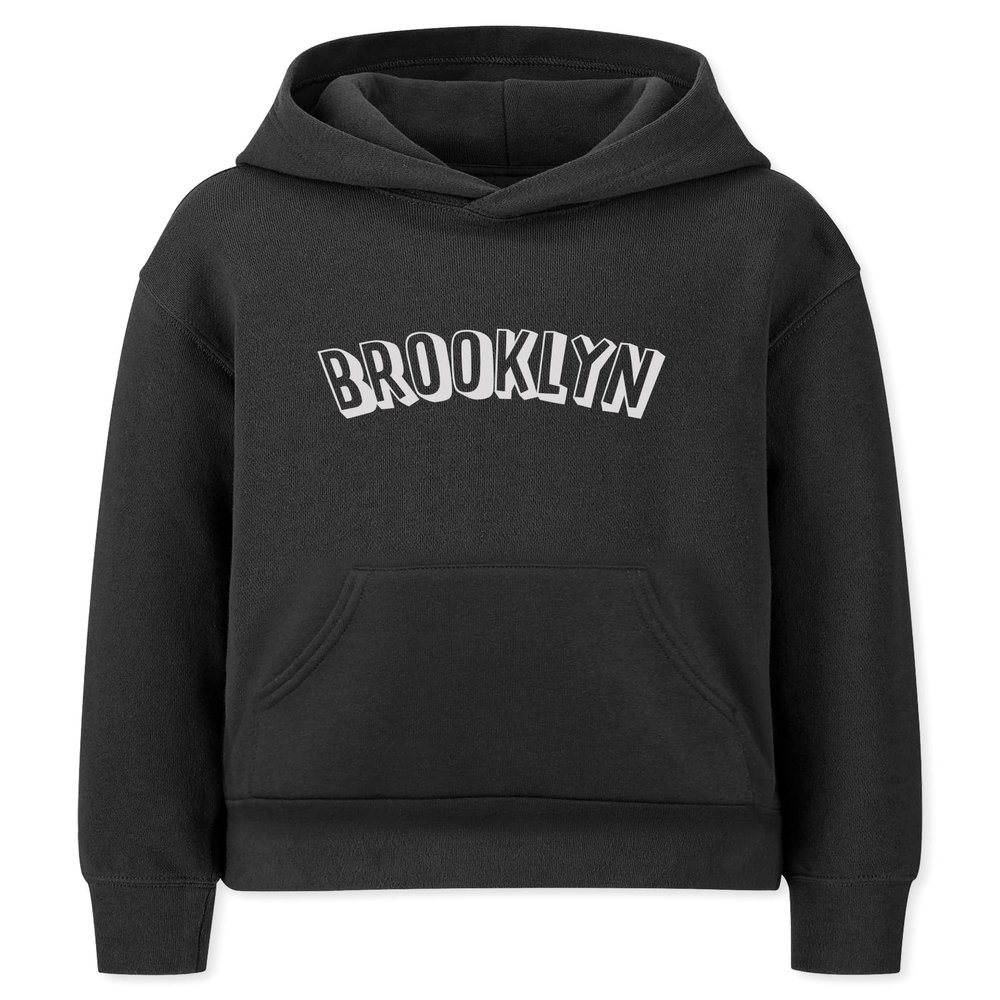 Daxton Youth Unisex Pullover Cities States Hoodie Mid-Weight Fleece Sweater - Brooklyn Black White, XS