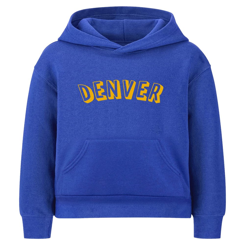 Daxton Youth Unisex Pullover Cities States Hoodie Mid-Weight Fleece Sweater - Denver Royal Gold, S
