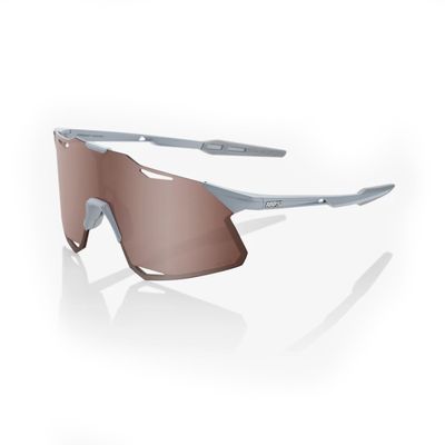 100% HYPERCRAFT Sport Performance Frameless Sunglasses (Matte Stone Grey - HiPER Crimson Silver Mirror Lens)