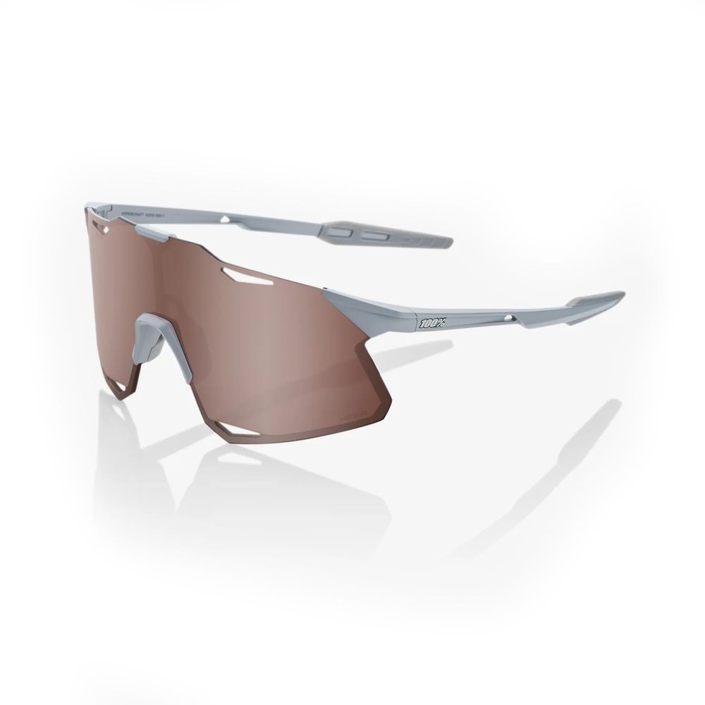 100% HYPERCRAFT Sport Performance Frameless Sunglasses (Matte Stone Grey - HiPER Crimson Silver Mirror Lens)