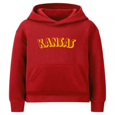 Daxton Youth Unisex Pullover Cities States Hoodie Mid-Weight Fleece Sweater - Kansas Red Gold, XS