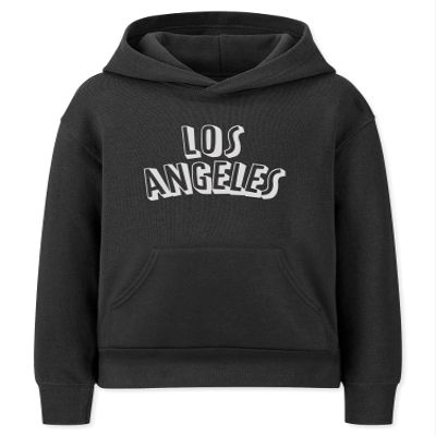 Daxton Youth Unisex Pullover Cities States Hoodie Mid-Weight Fleece Sweater - Los Angeles Black White, XL
