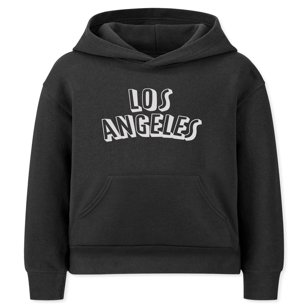 Daxton Youth Unisex Pullover Cities States Hoodie Mid-Weight Fleece Sweater - Los Angeles Black White, XL
