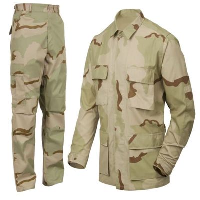 DLP Tactical BDU Combat Pants and Jacket Set Desert Camo Large Ripstop Poly/Cotton Slanted Raid Pockets Reinforced Knees and Elbows Lightweight Tactical Uniform