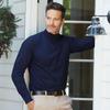 Lands' End Mens Long Sleeve Super-T Mockneck Radiant Navy Big 4XL view 3