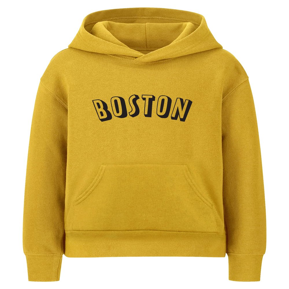 Daxton Youth Unisex Pullover Cities States Hoodie Mid-Weight Fleece Sweater - Boston Gold Black, L