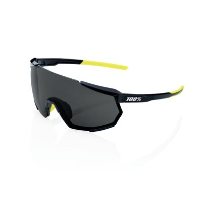 100% Racetrap 3.0 Sport Performance Sunglasses - Sport and Cycling Eyewear (Gloss Black - Smoke Lens)