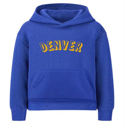 Daxton Youth Unisex Pullover Cities States Hoodie Mid-Weight Fleece Sweater - Denver Royal Gold, XS