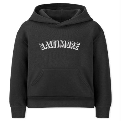 Daxton Youth Unisex Pullover Cities States Hoodie Mid-Weight Fleece Sweater - Baltimore Black White, S
