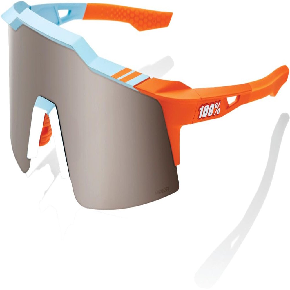 100% SPEEDCRAFT SL Sport Performance Cycling Sunglasses (Soft Tact Two Tone - HiPER Silver Mirror Lens)