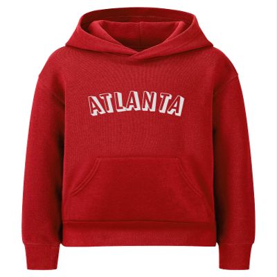 Daxton Youth Unisex Pullover Cities States Hoodie Mid-Weight Fleece Sweater - Atlanta Red White, S